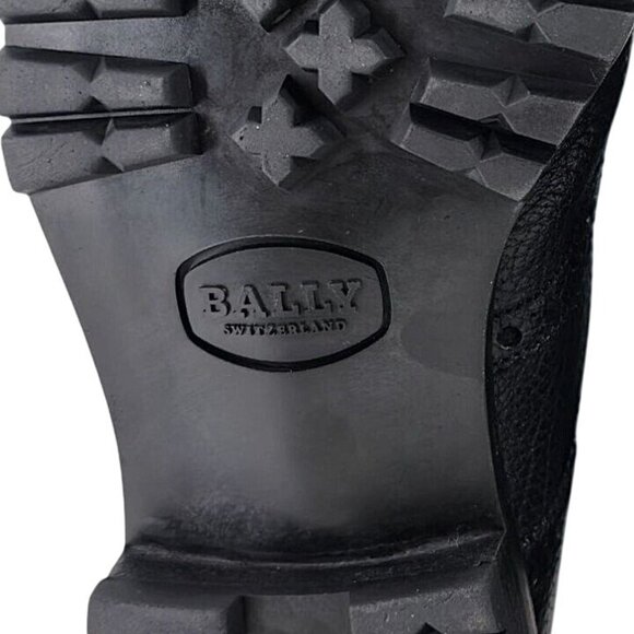 Bally of Switzerland Black Grain Leather Combat Boots Men 8 Wingtip Birbur Shoes - Picture 9 of 13